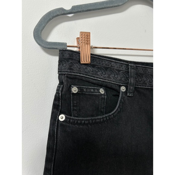The Kooples Jeans Black Wash Paisley Denim High‎ Waisted Shorts Paris Size 2 - Picture 2 of 13